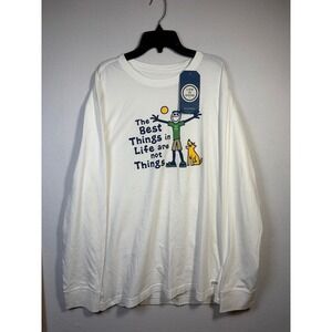 Life is Good Graphic Tee Mens XL Cream NWT Best Things In Life Long Sleeve